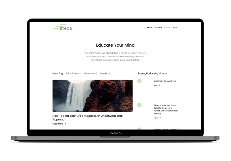 Steps Wellness website