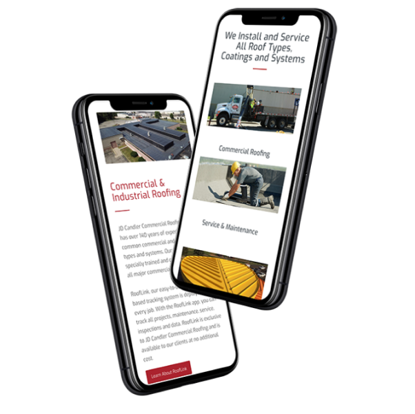 McDonald Roofing mobile website on smartphones